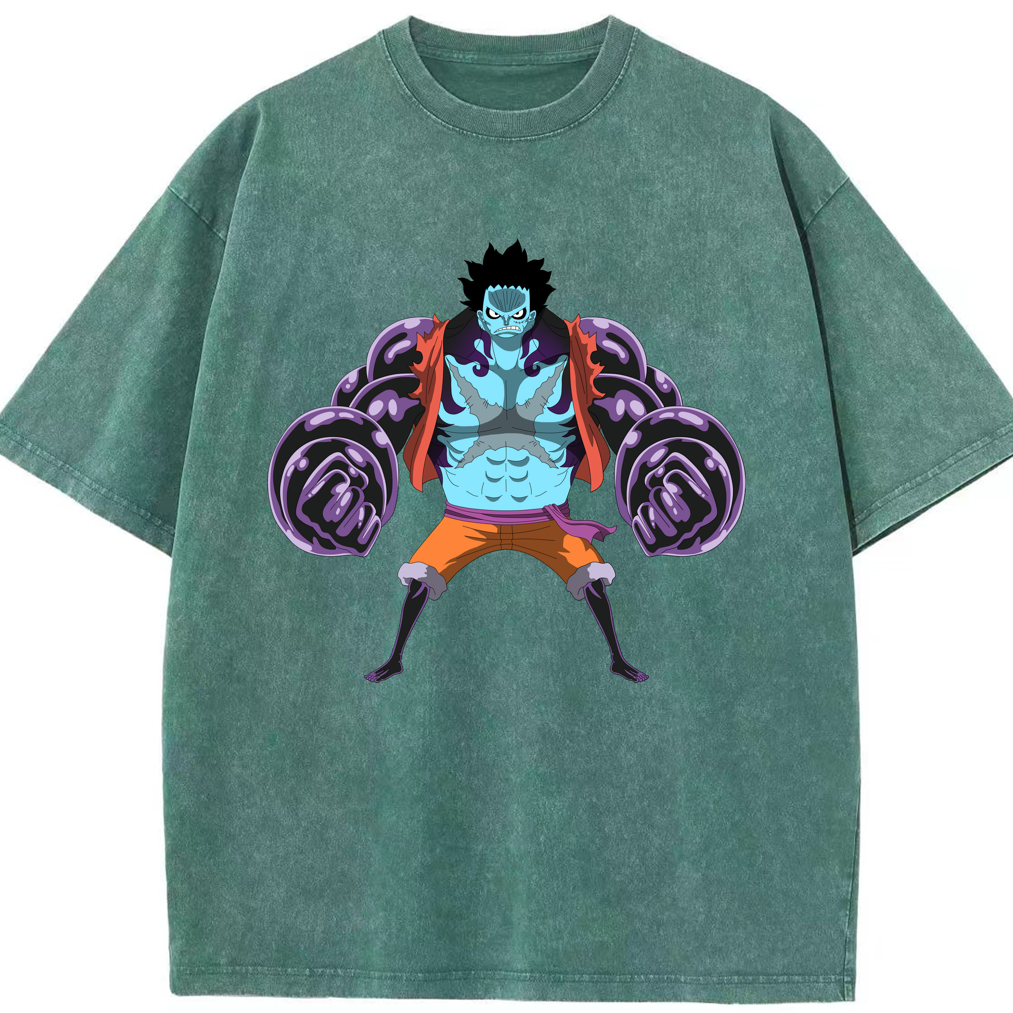ワンピース モンキー・D・ルフィ ONE PIECE Monkey D. Luffy 綿100% ヴィンテージ風 半袖Tシャツ（フロントプリント）